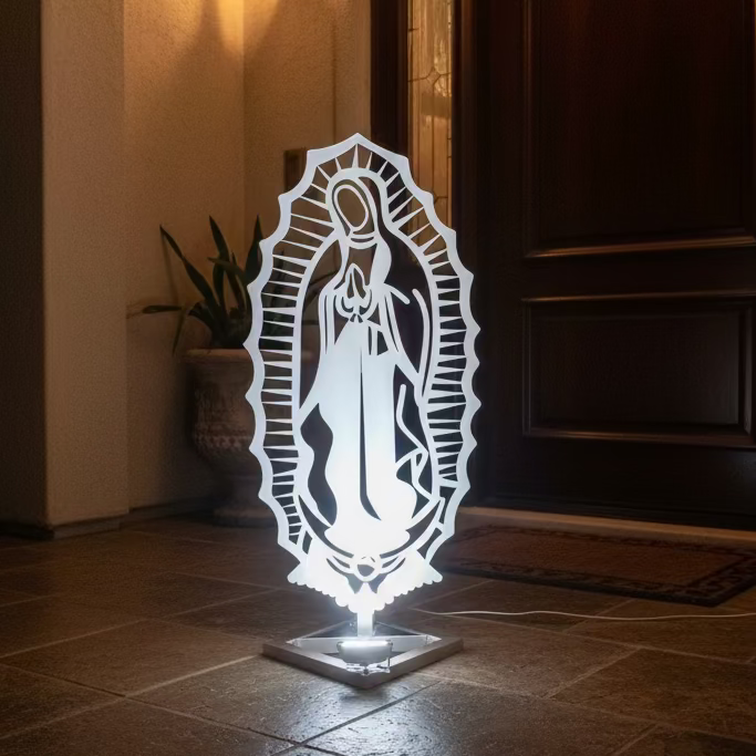 Silueta virgen 100x50 con Pedestal y lampara